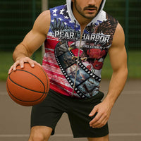 Pearl Harbor Remembrance Day Personalized Sleeveless Zip Hoodie Lest We Forget - The Bald Eagle Remembers - Polynesian Pride