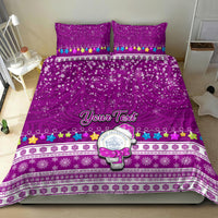 Personalised Palau Christmas Bedding Set Snowman Hugs Palau Coat of Arms Maori Pattern Pink Style LT03 - Polynesian Pride