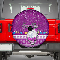 Personalised Palau Christmas Spare Tire Cover Snowman Hugs Palau Coat of Arms Maori Pattern Pink Style LT03 - Polynesian Pride