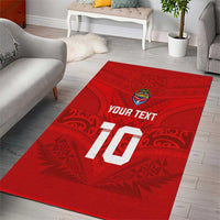 Custom Mate Ma'a Tonga Rugby Area Rug Ngatu Tribal Motifs Sporty Style - Polynesian Pride