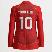 Custom Mate Ma'a Tonga Rugby Blazer Ngatu Tribal Motifs Sporty Style - Polynesian Pride