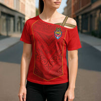 Custom Mate Ma'a Tonga Rugby Cross Shoulder Shirt Ngatu Tribal Motifs Sporty Style - Polynesian Pride