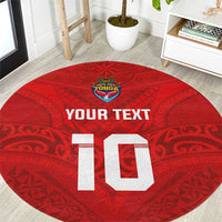 Custom Mate Ma'a Tonga Rugby Round Carpet Ngatu Tribal Motifs Sporty Style - Polynesian Pride