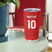 Custom Mate Ma'a Tonga Rugby Tumbler Cup Ngatu Tribal Motifs Sporty Style - Polynesian Pride