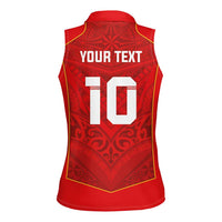 Custom Mate Ma'a Tonga Rugby Women Sleeveless Polo Shirt Ngatu Tribal Motifs Sporty Style - Polynesian Pride