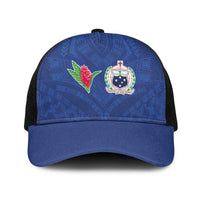Samoa Rugby Baseball Net Cap Tatau Tribal Motifs Sporty Style LT03 One Size Black Blue - Polynesian Pride