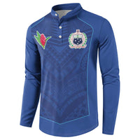 Custom Samoa Rugby Button Sweatshirt Tatau Tribal Motifs Sporty Style - Polynesian Pride