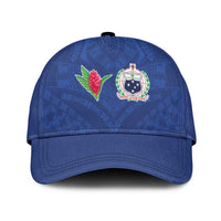Samoa Rugby Classic Cap Tatau Tribal Motifs Sporty Style LT03 Universal Fit Blue - Polynesian Pride