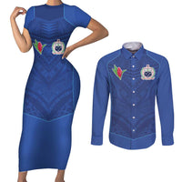 Custom Samoa Rugby Couples Matching Short Sleeve Bodycon Dress and Long Sleeve Button Shirt Tatau Tribal Motifs Sporty Style - Polynesian Pride