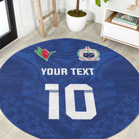 Custom Samoa Rugby Round Carpet Tatau Tribal Motifs Sporty Style - Polynesian Pride