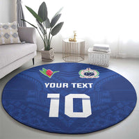Custom Samoa Rugby Round Carpet Tatau Tribal Motifs Sporty Style - Polynesian Pride