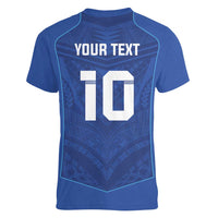 Custom Samoa Rugby Women V-Neck T-Shirt Tatau Tribal Motifs Sporty Style - Polynesian Pride