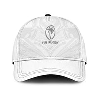 Fiji Rugby Classic Cap Tapa Tribal Motifs Sporty Style LT03 Universal Fit White - Polynesian Pride