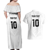 Custom Fiji Rugby Couples Matching Off Shoulder Maxi Dress and Hawaiian Shirt Tapa Tribal Motifs Sporty Style - Polynesian Pride