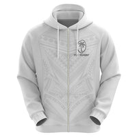 Custom Fiji Rugby Zip Hoodie Tapa Tribal Motifs Sporty Style - Polynesian Pride