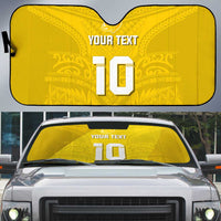 Custom Niue Rugby Auto Sun Shade Hiapo Tribal Motifs Sporty Style - Polynesian Pride