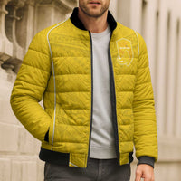 Custom Niue Rugby Bomber Puffer Jacket Hiapo Tribal Motifs Sporty Style - Polynesian Pride