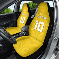 Custom Niue Rugby Car Seat Cover Hiapo Tribal Motifs Sporty Style - Polynesian Pride