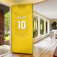 Custom Niue Rugby Door Cover Hiapo Tribal Motifs Sporty Style - Polynesian Pride