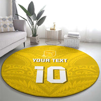 Custom Niue Rugby Round Carpet Hiapo Tribal Motifs Sporty Style - Polynesian Pride