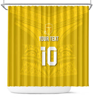 Custom Niue Rugby Shower Curtain Hiapo Tribal Motifs Sporty Style - Polynesian Pride