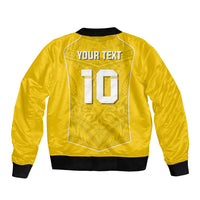 Custom Niue Rugby Sleeve Zip Bomber Jacket Hiapo Tribal Motifs Sporty Style LT03 - Polynesian Pride