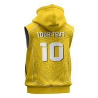Custom Niue Rugby Sleeveless Zip Hoodie Hiapo Tribal Motifs Sporty Style - Polynesian Pride