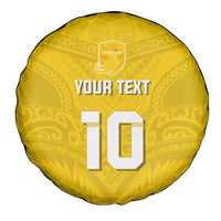 Custom Niue Rugby Spare Tire Cover Hiapo Tribal Motifs Sporty Style - Polynesian Pride