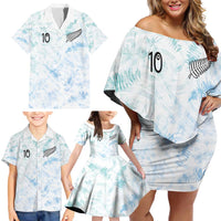 Custom New Zealand Football Family Matching Off Shoulder Short Dress and Hawaiian Shirt The Whites-Aotearoa Inspired - Polynesian Pride