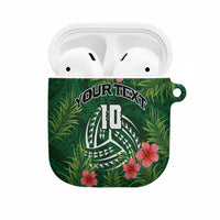 Custom Hawaii Volleyball AirPods Case Kakau Abstract and Tropical Plants Green Color - Polynesian Pride