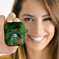 Custom Hawaii Volleyball AirPods Case Kakau Abstract and Tropical Plants Green Color LT03 - Polynesian Pride