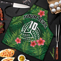 Custom Hawaii Volleyball Apron Kakau Abstract and Tropical Plants Green Color - Polynesian Pride