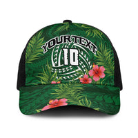 Custom Hawaii Volleyball Baseball Net Cap Kakau Abstract and Tropical Plants Green Color LT03 One Size Black Green - Polynesian Pride