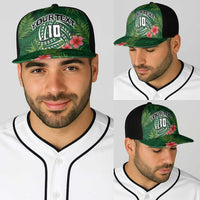 Custom Hawaii Volleyball Baseball Net Cap Kakau Abstract and Tropical Plants Green Color LT03 - Polynesian Pride
