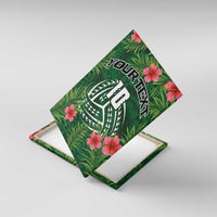 Custom Hawaii Volleyball Canvas Wall Art Kakau Abstract and Tropical Plants Green Color - Polynesian Pride