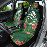 Custom Hawaii Volleyball Car Seat Cover Kakau Abstract and Tropical Plants Green Color - Polynesian Pride