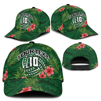 Custom Hawaii Volleyball Classic Cap Kakau Abstract and Tropical Plants Green Color - Polynesian Pride