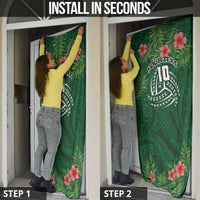 Custom Hawaii Volleyball Door Cover Kakau Abstract and Tropical Plants Green Color - Polynesian Pride
