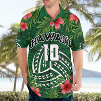 Custom Hawaii Volleyball Hawaiian Shirt Kakau Abstract and Tropical Plants Green Color LT03 - Polynesian Pride