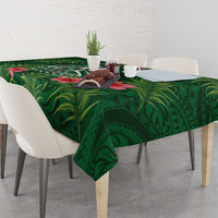Custom Hawaii Volleyball Tablecloth Kakau Abstract and Tropical Plants Green Color - Polynesian Pride