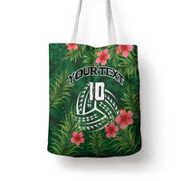 Custom Hawaii Volleyball Tote Bag Kakau Abstract and Tropical Plants Green Color - Polynesian Pride