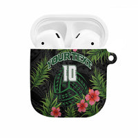 Custom Hawaii Volleyball AirPods Case Kakau Abstract and Tropical Plants Black Color - Polynesian Pride