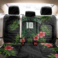 Custom Hawaii Volleyball Back Car Seat Cover Kakau Abstract and Tropical Plants Black Color - Polynesian Pride