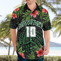 Custom Hawaii Volleyball Hawaiian Shirt Kakau Abstract and Tropical Plants Black Color - Polynesian Pride