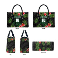 Custom Hawaii Volleyball Leather Bag Kakau Abstract and Tropical Plants Black Color - Polynesian Pride