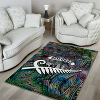New Zealand Area Rug Aotearoa Symbols With Silver Fern LT03 - Polynesian Pride
