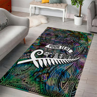Personalized New Zealand Area Rug Aotearoa Symbols With Silver Fern LT03 - Polynesian Pride