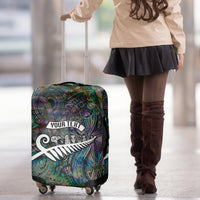 Personalized New Zealand Luggage Cover Aotearoa Symbols With Silver Fern LT03 - Polynesian Pride