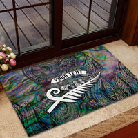 Personalized New Zealand Rubber Doormat Aotearoa Symbols With Silver Fern LT03 - Polynesian Pride