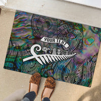 Personalized New Zealand Rubber Doormat Aotearoa Symbols With Silver Fern LT03 - Polynesian Pride